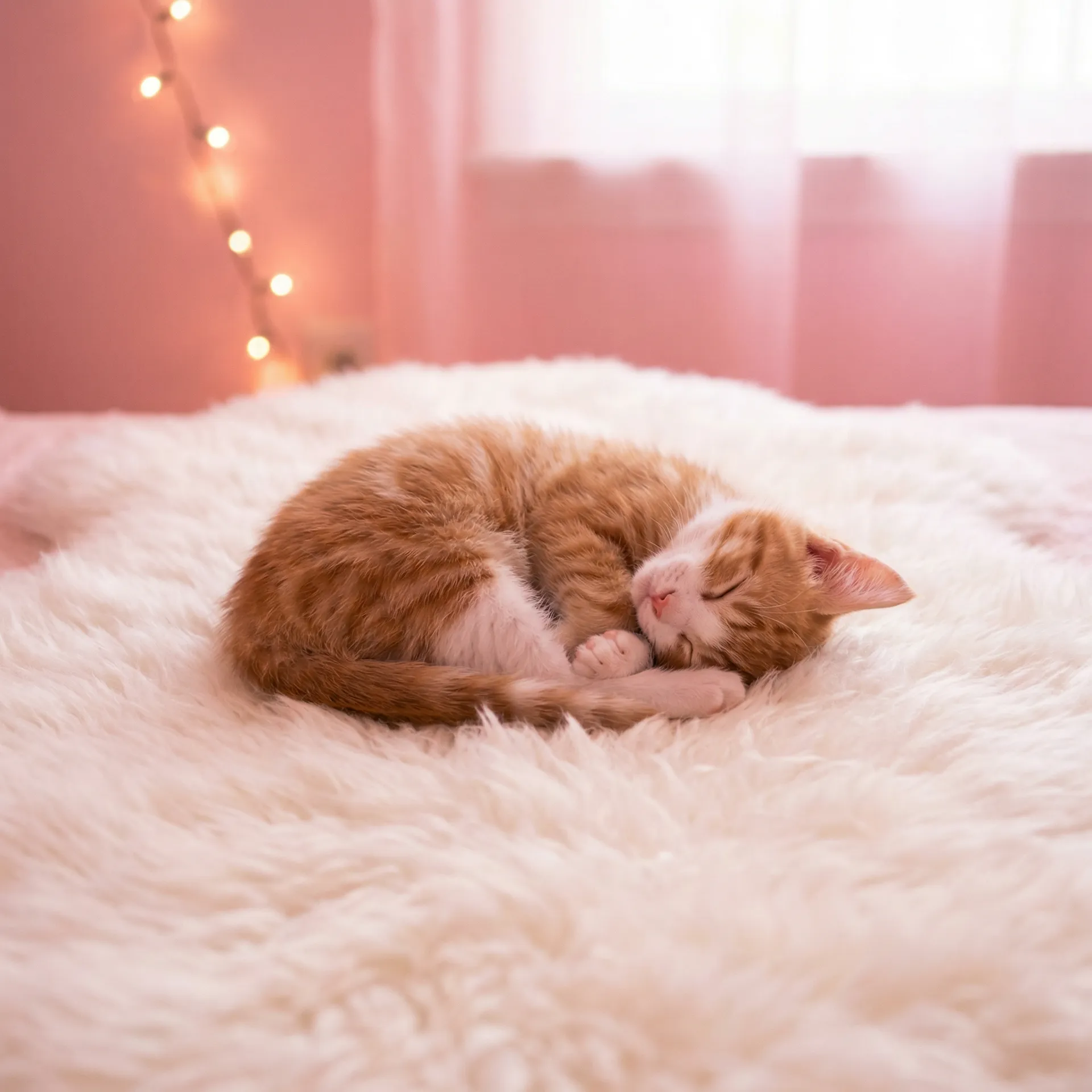 小猫蜷成一团入睡 - 变成黑皮辣完整樱花